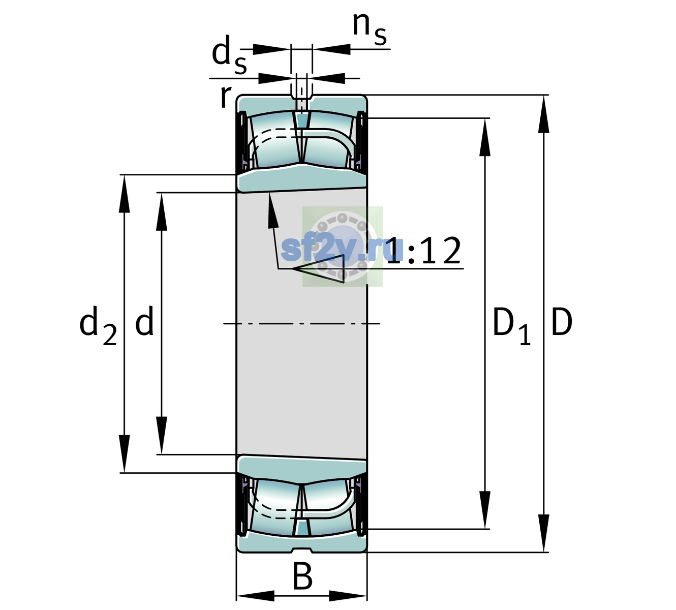Схема подшипника 23140-BE-XL-K-2RSR