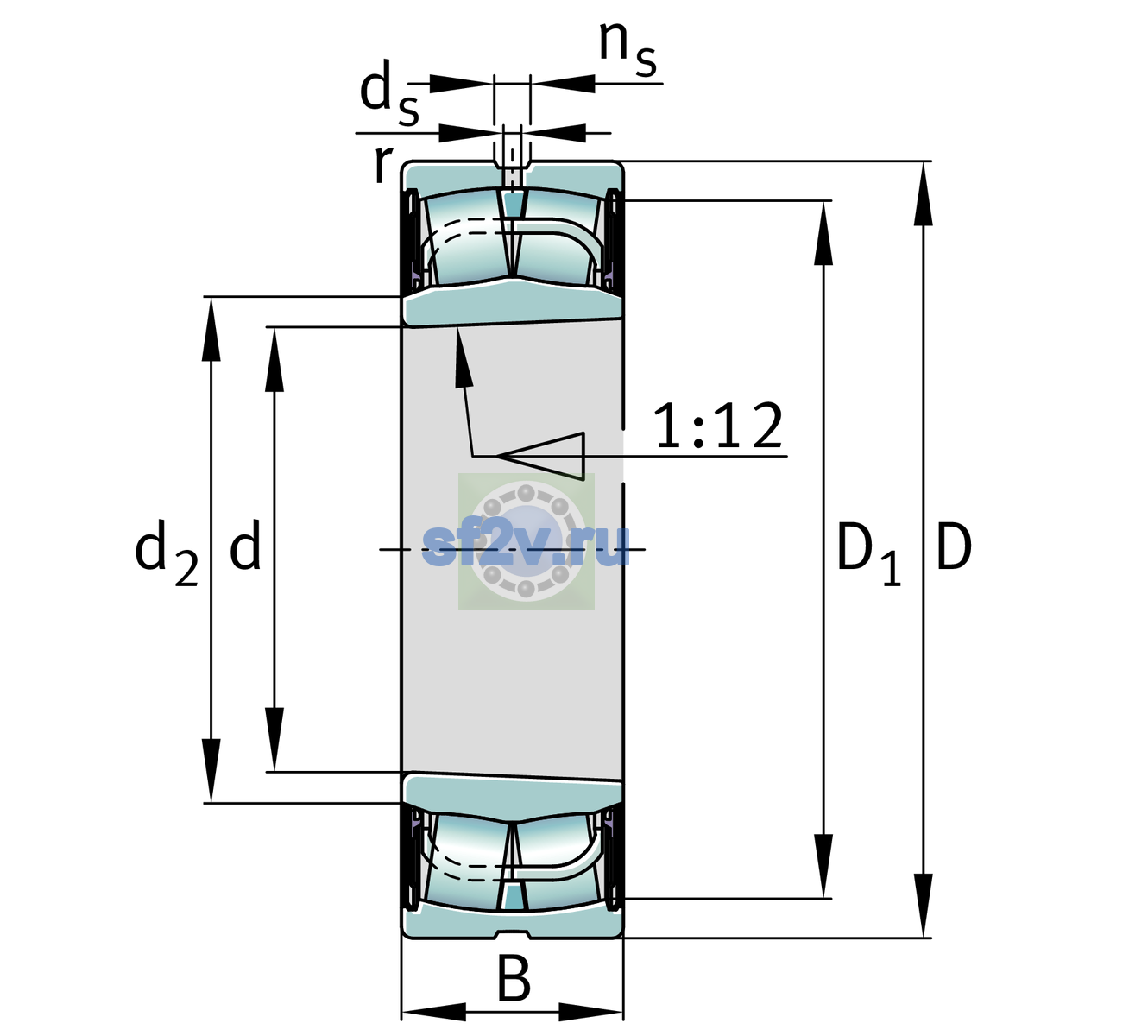 Схема подшипника 23152-BE-XL-K-2RSR