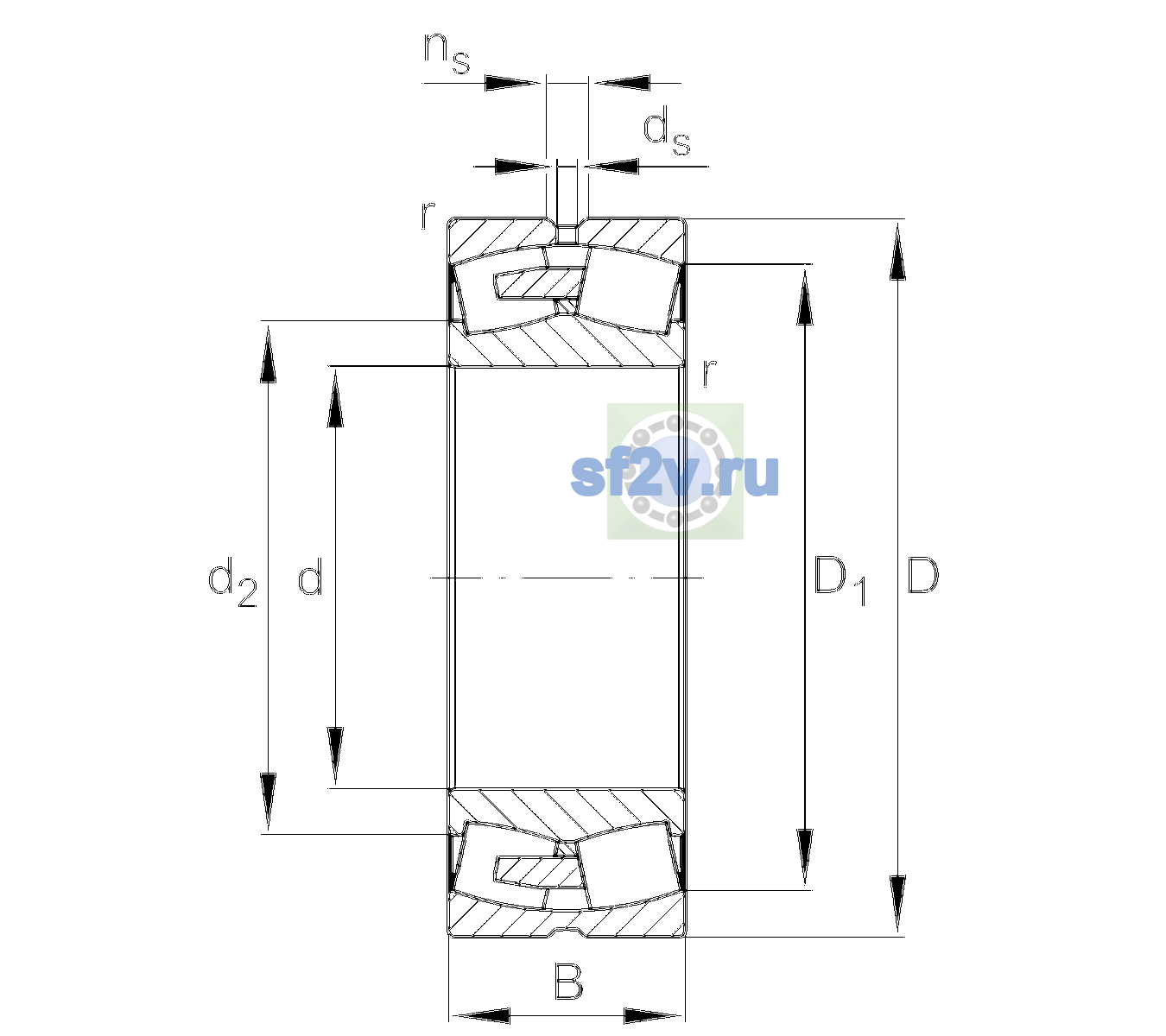 Схема подшипника 231/530-BEA-XL-MB1-C3