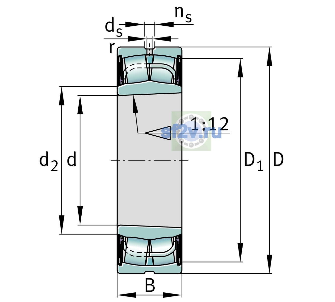 Схема подшипника 23156-BE-XL-K-2RSR
