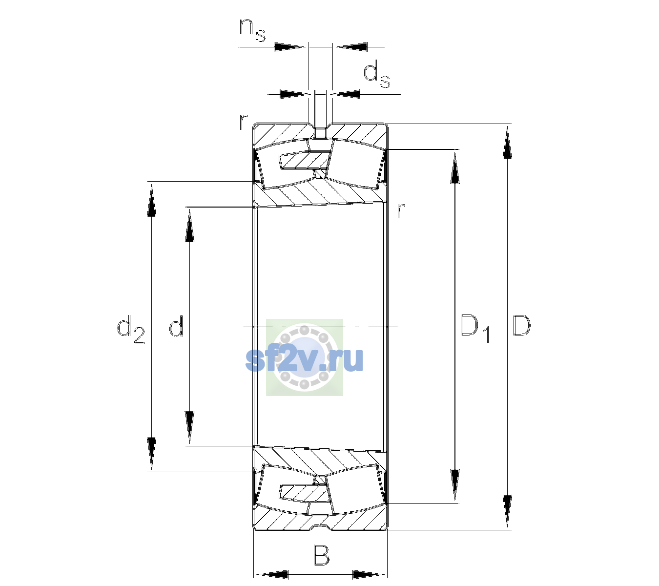 Схема подшипника 23160-BEA-XL-K-MB1-C2