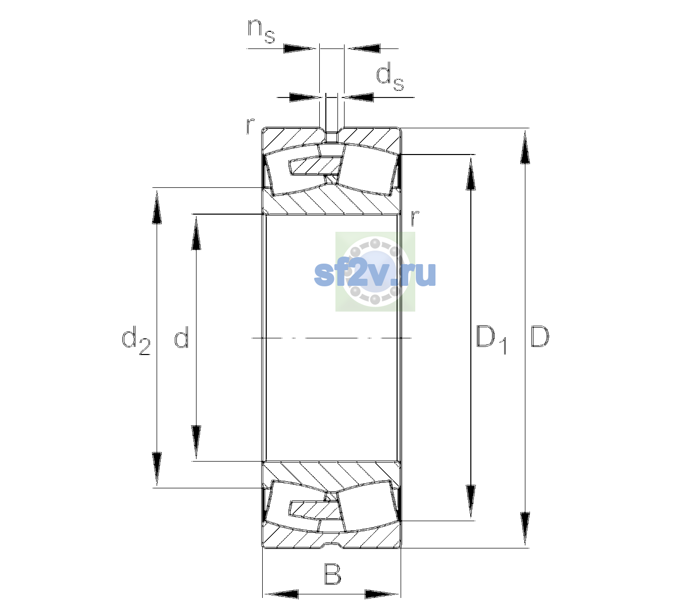 Схема подшипника 23160-BEA-XL-MB1-C3