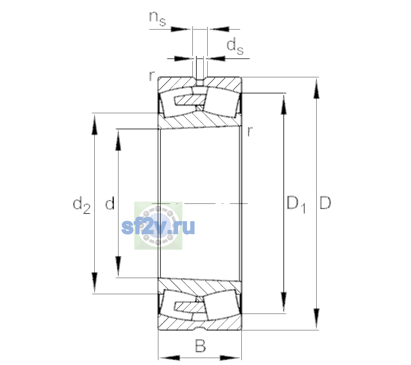 Схема подшипника 23168-BEA-XL-K-MB1-C2