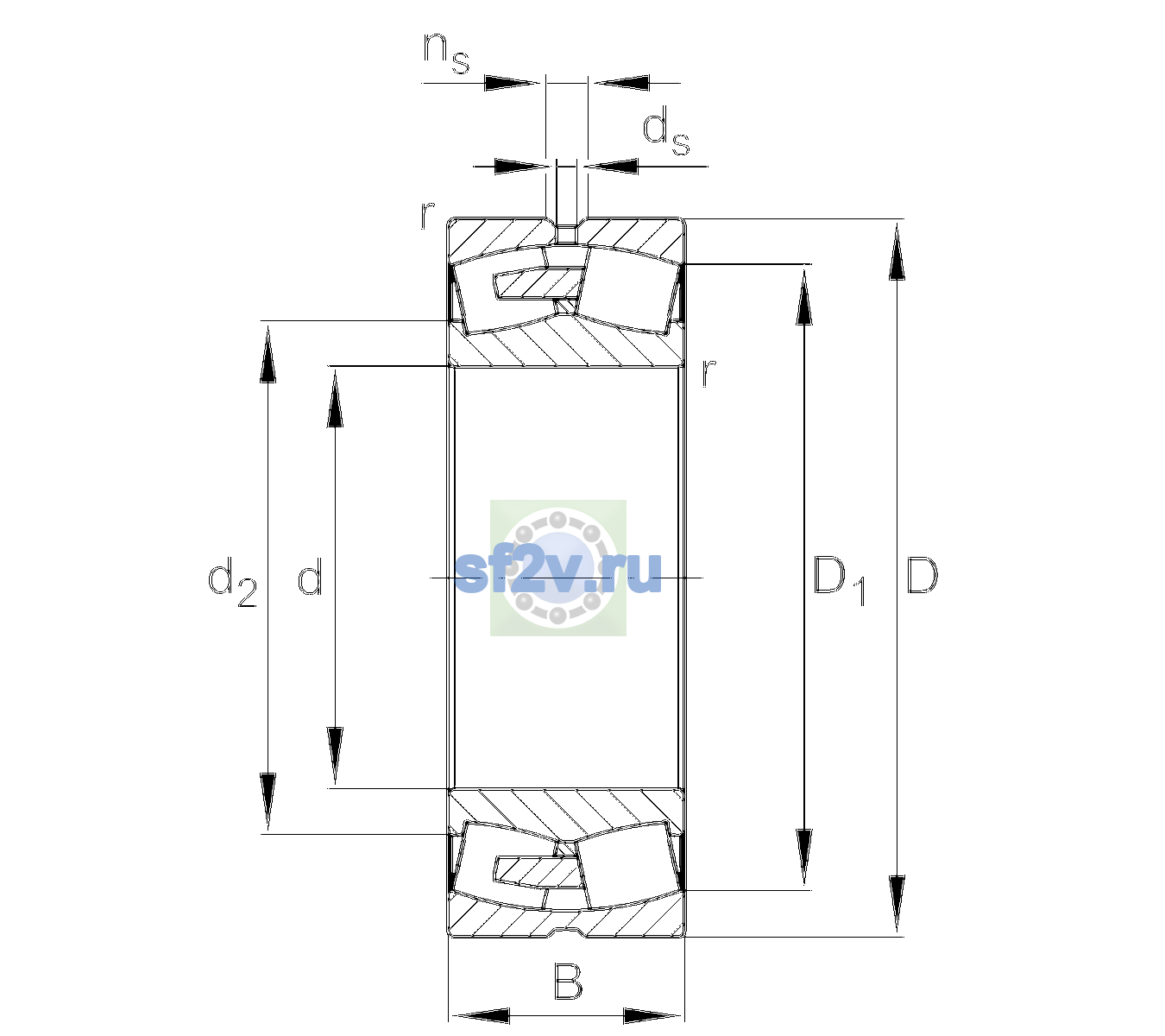 Схема подшипника 23168-BEA-XL-MB1-C2