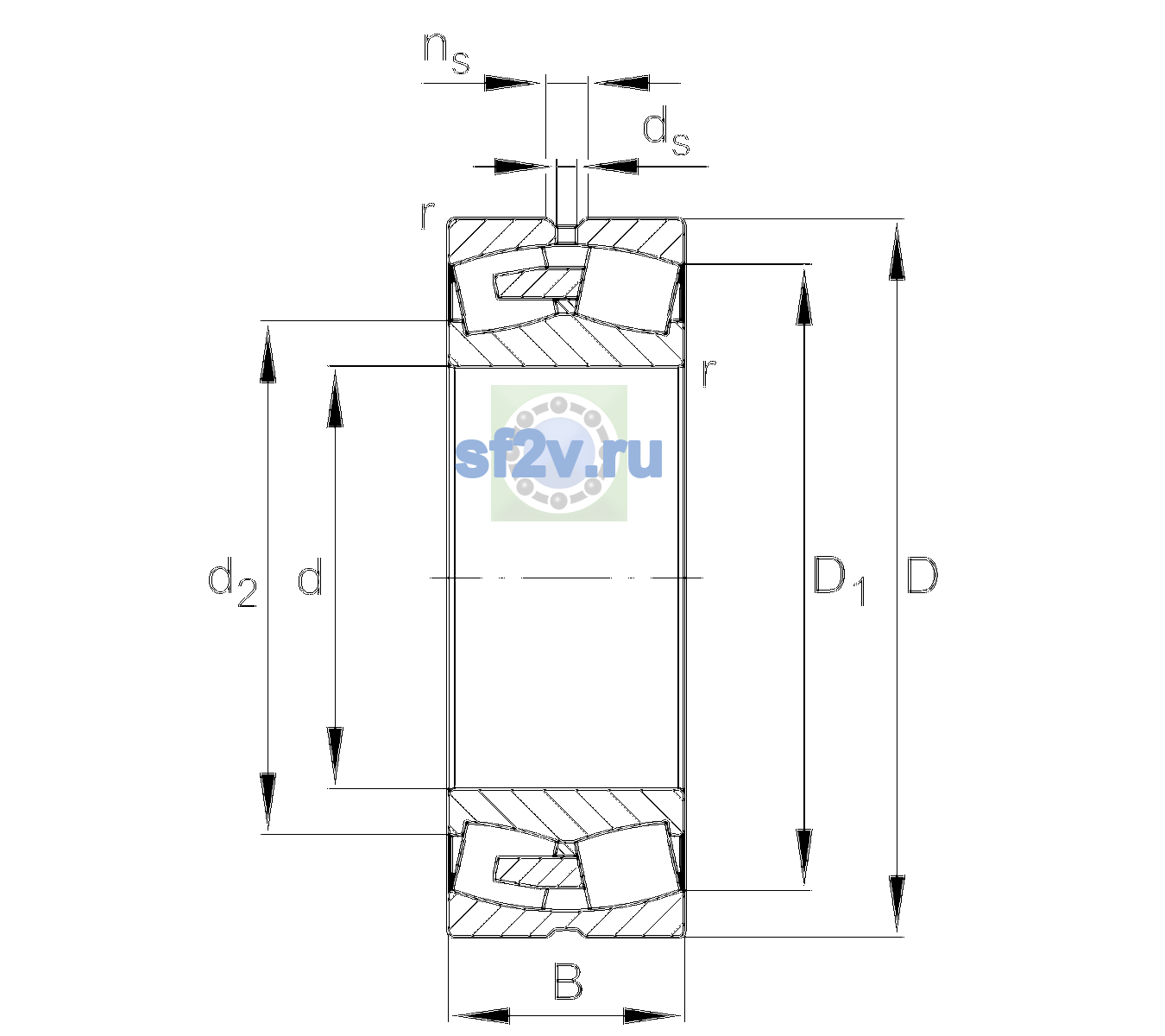 Схема подшипника 23172-BEA-XL-MB1-C3