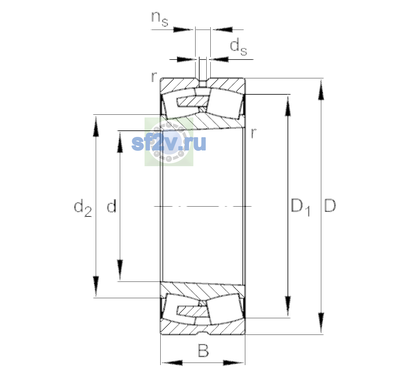 Схема подшипника 23176-BEA-XL-K-MB1-C3