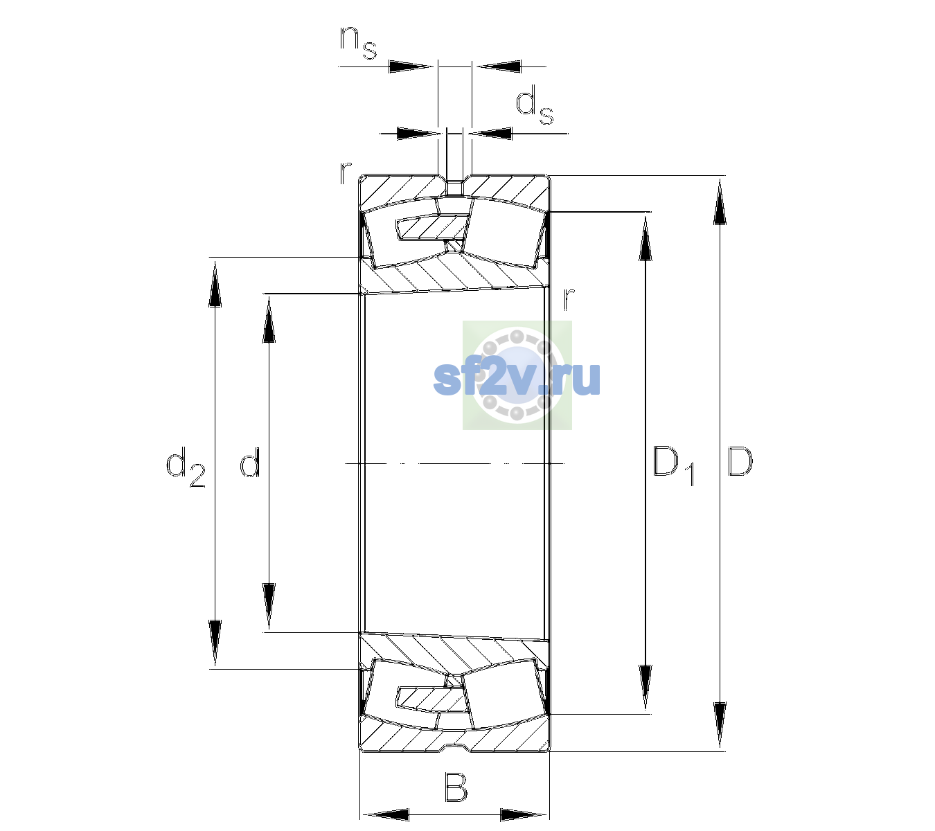 Схема подшипника 23176-BEA-XL-K-MB1-J30PC-C3