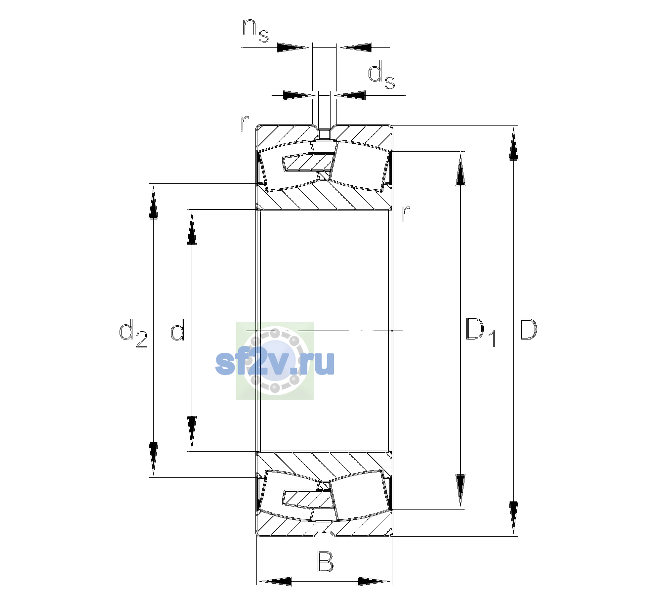 Схема подшипника 23188-BEA-XL-MB1-C3