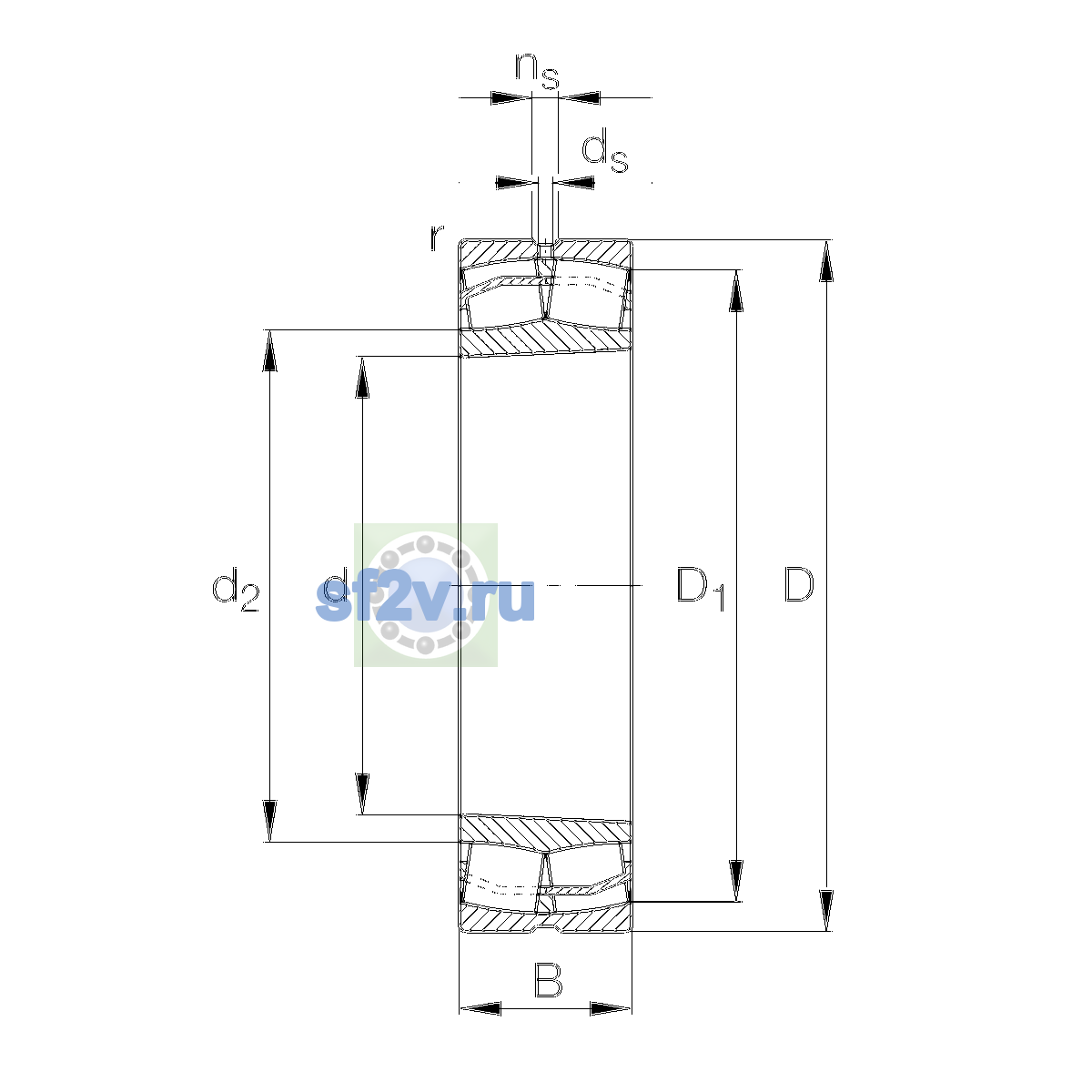 Схема подшипника 23220-E1-XL-K-TVPB-C3