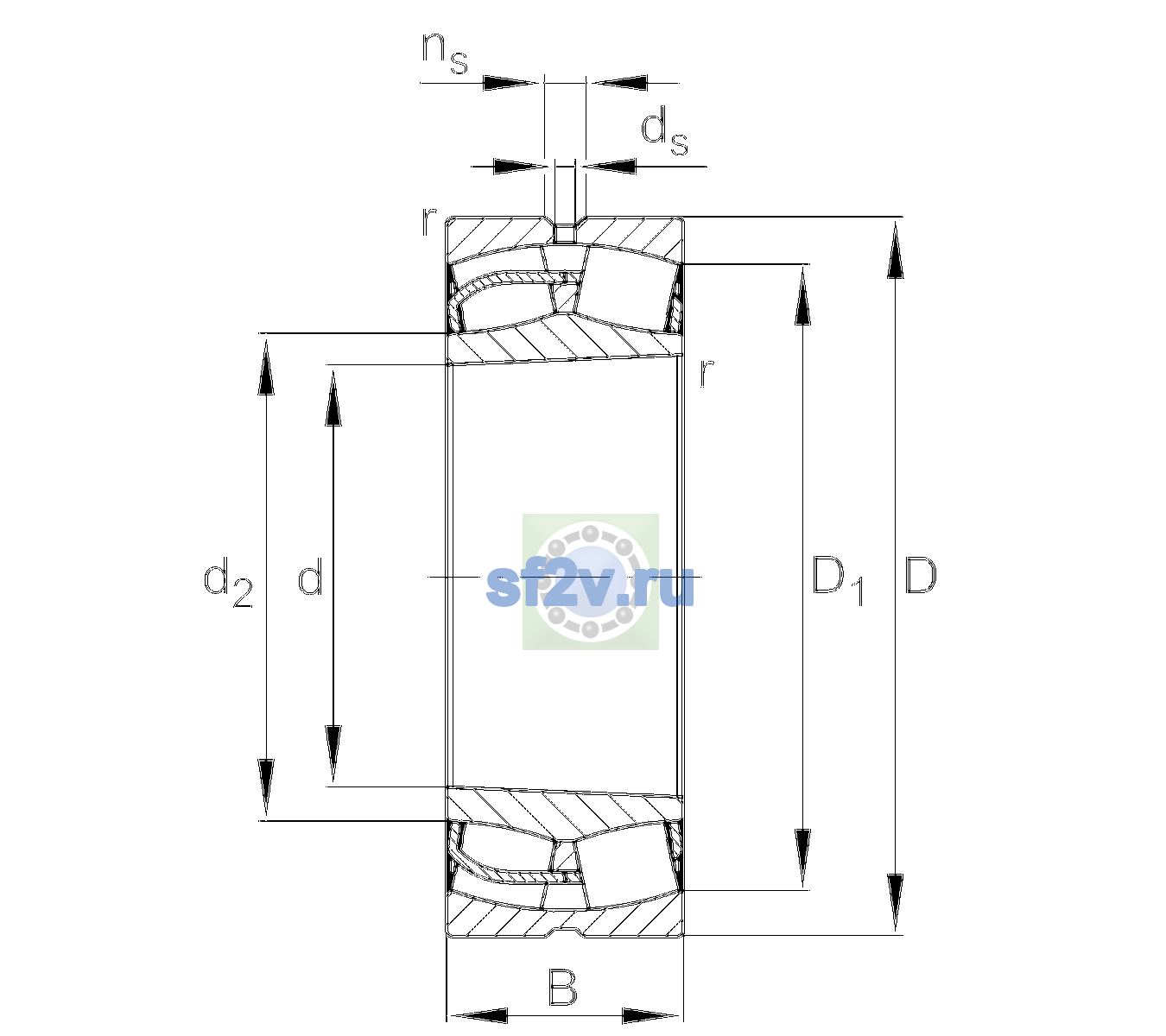 Схема подшипника 23244-BE-XL-K-C3>B