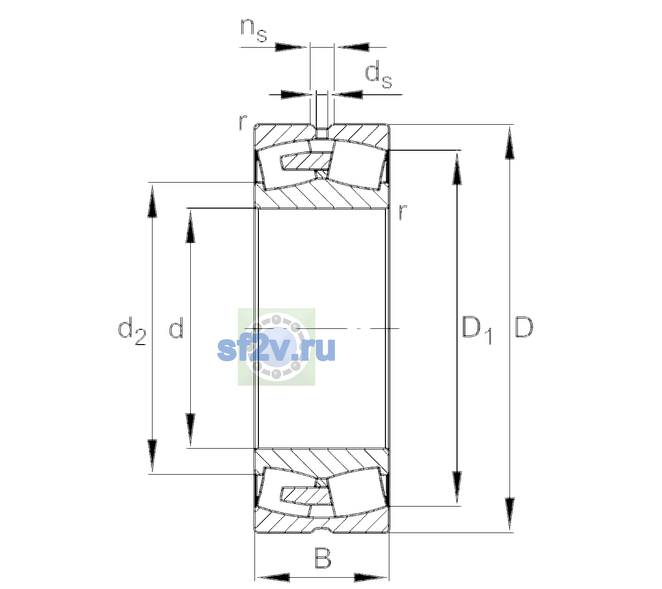 Схема подшипника 23252-BEA-XL-MB1-C3