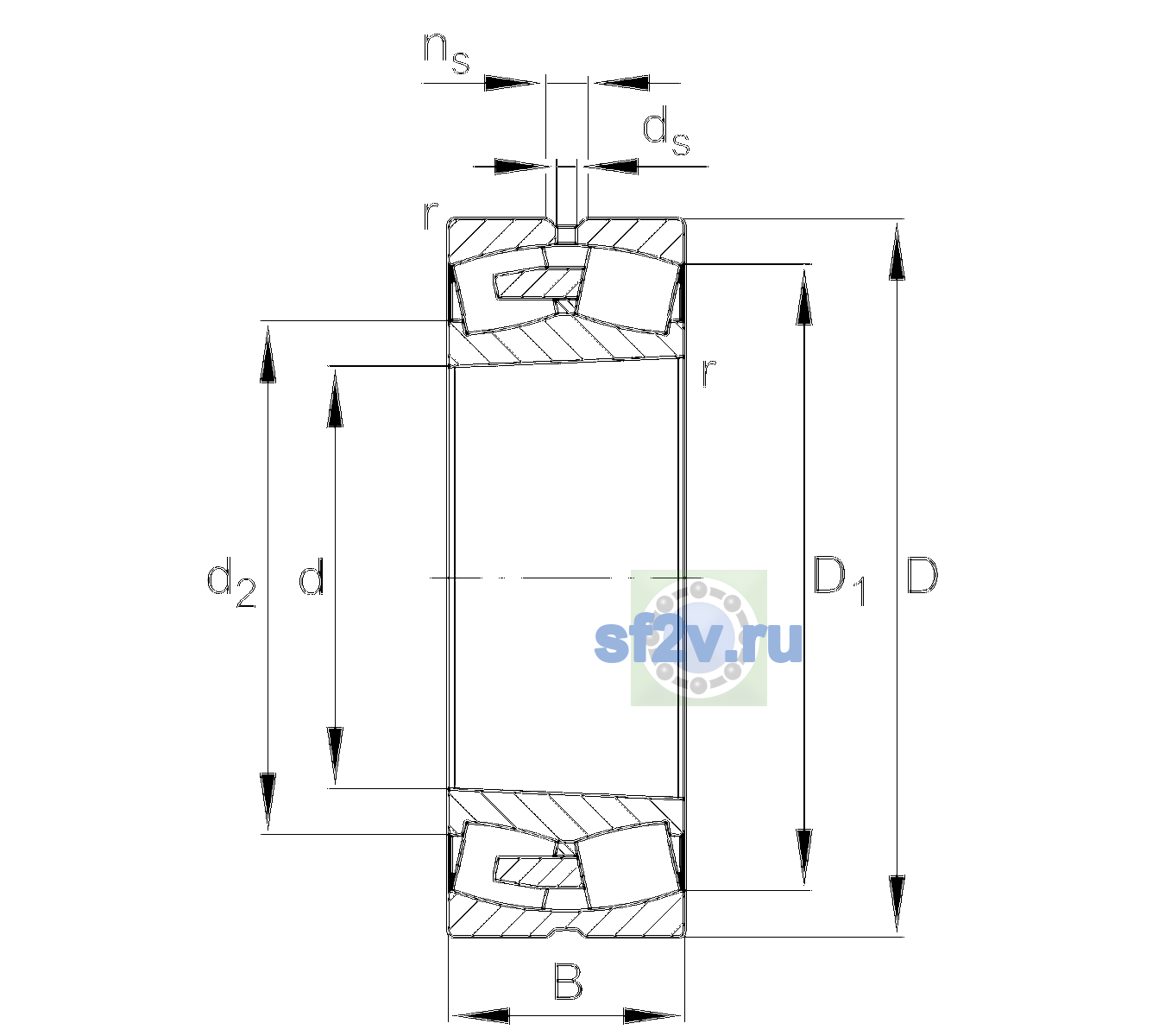 Схема подшипника 23256-BEA-XL-K-MB1-H40