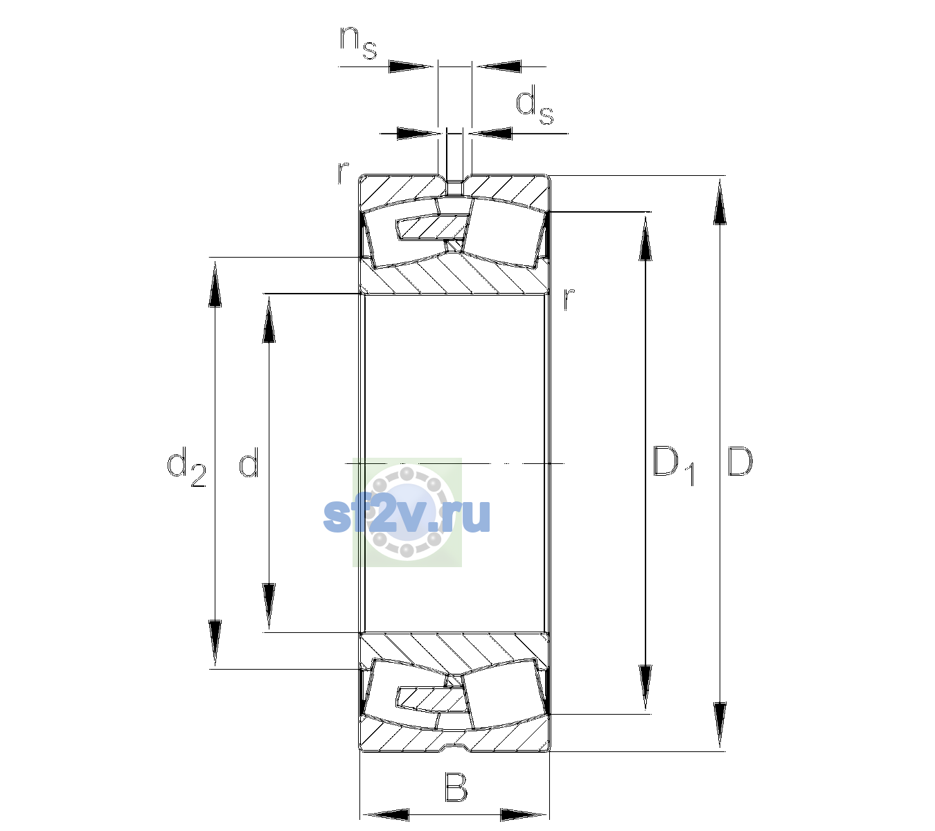 Схема подшипника 23268-BEA-XL-MB1-C2