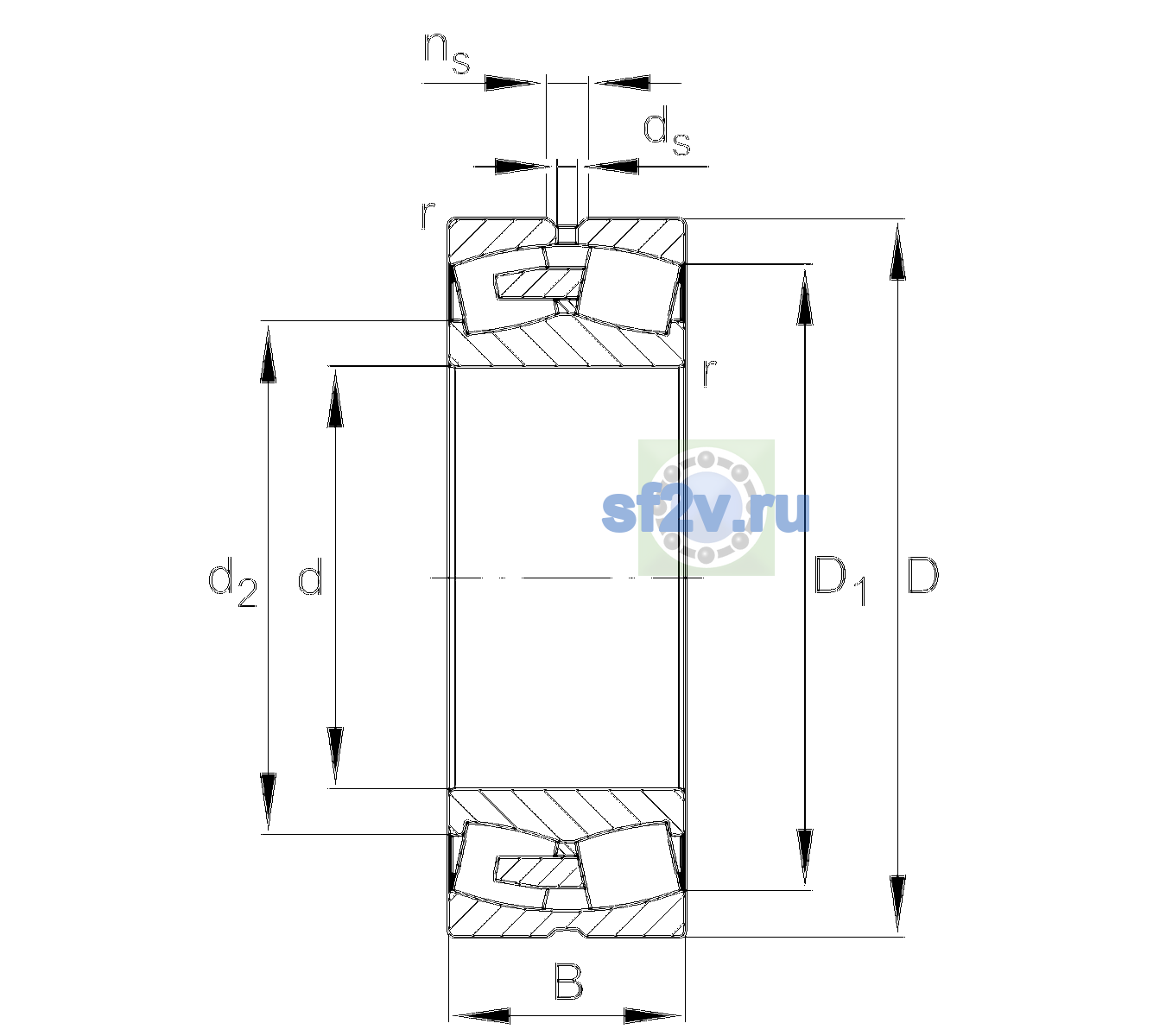 Схема подшипника 23280-BEA-XL-MB1-C3
