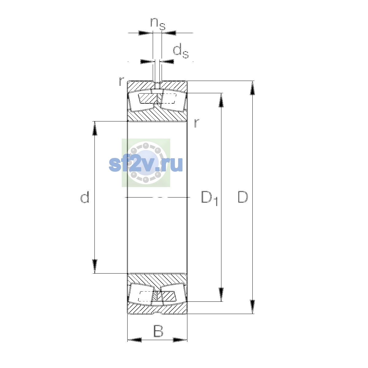 Схема подшипника 23938-S-MB-H40AC