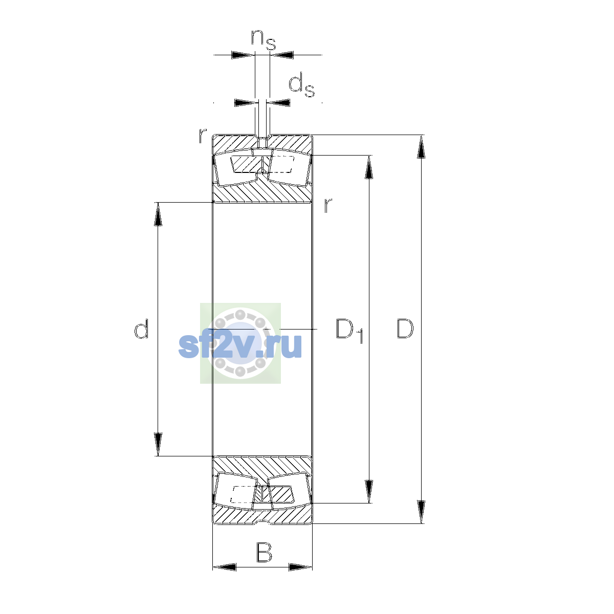 Схема подшипника 239/500-MB-H40AB-C3
