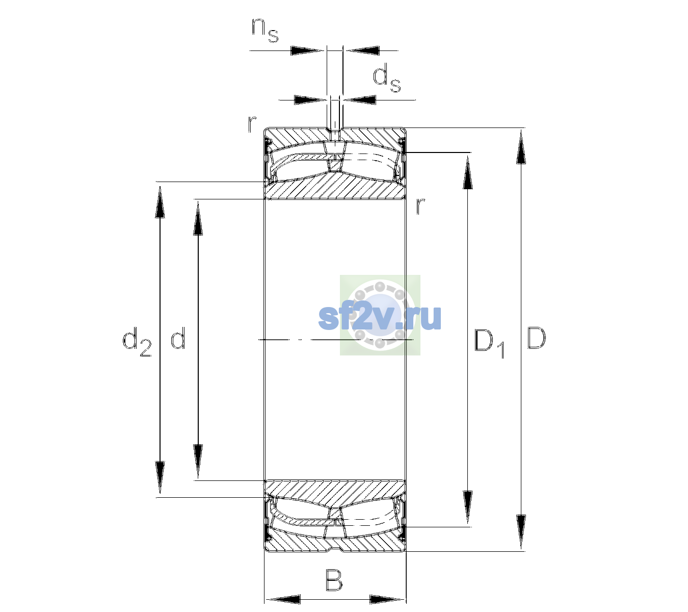 Схема подшипника 24026-BE-XL-2VSR-H40-C3