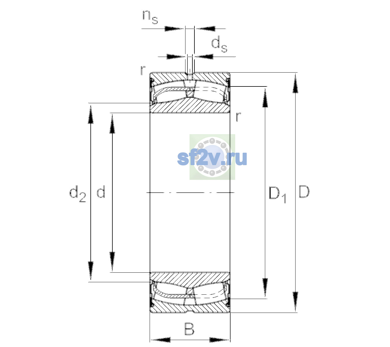 Схема подшипника 24028-BE-XL-2VSR-C4