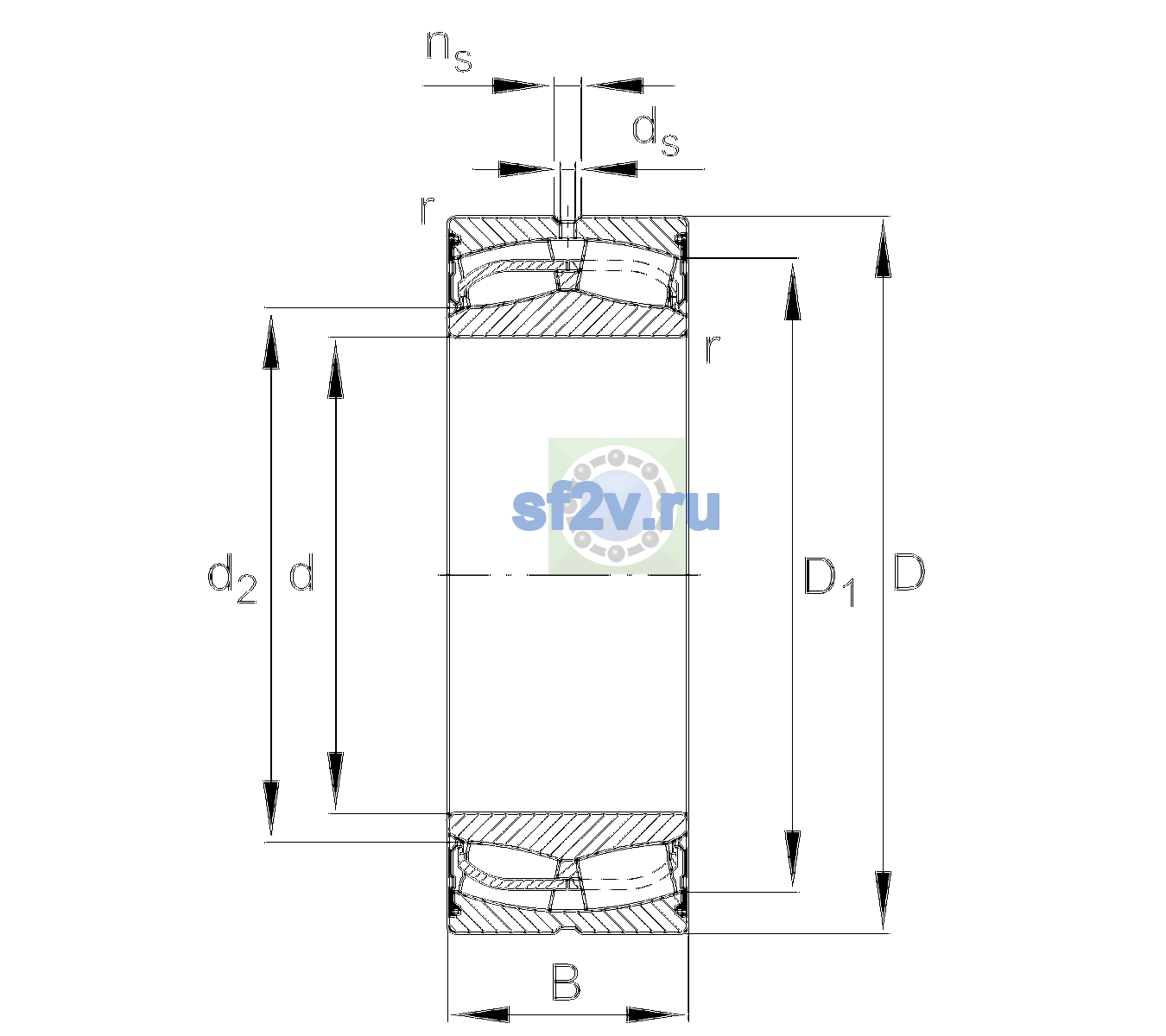 Схема подшипника 24028-BE-XL-2VSR-H40-C3