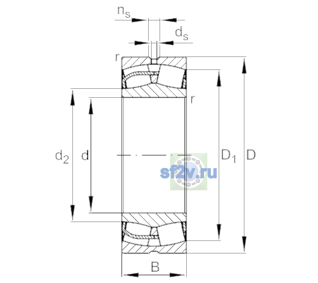 Схема подшипника 24028-BE-XL-C4