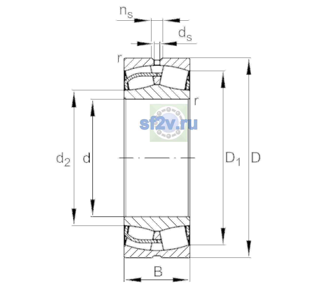 Схема подшипника 24030-BE-XL-H40-C3
