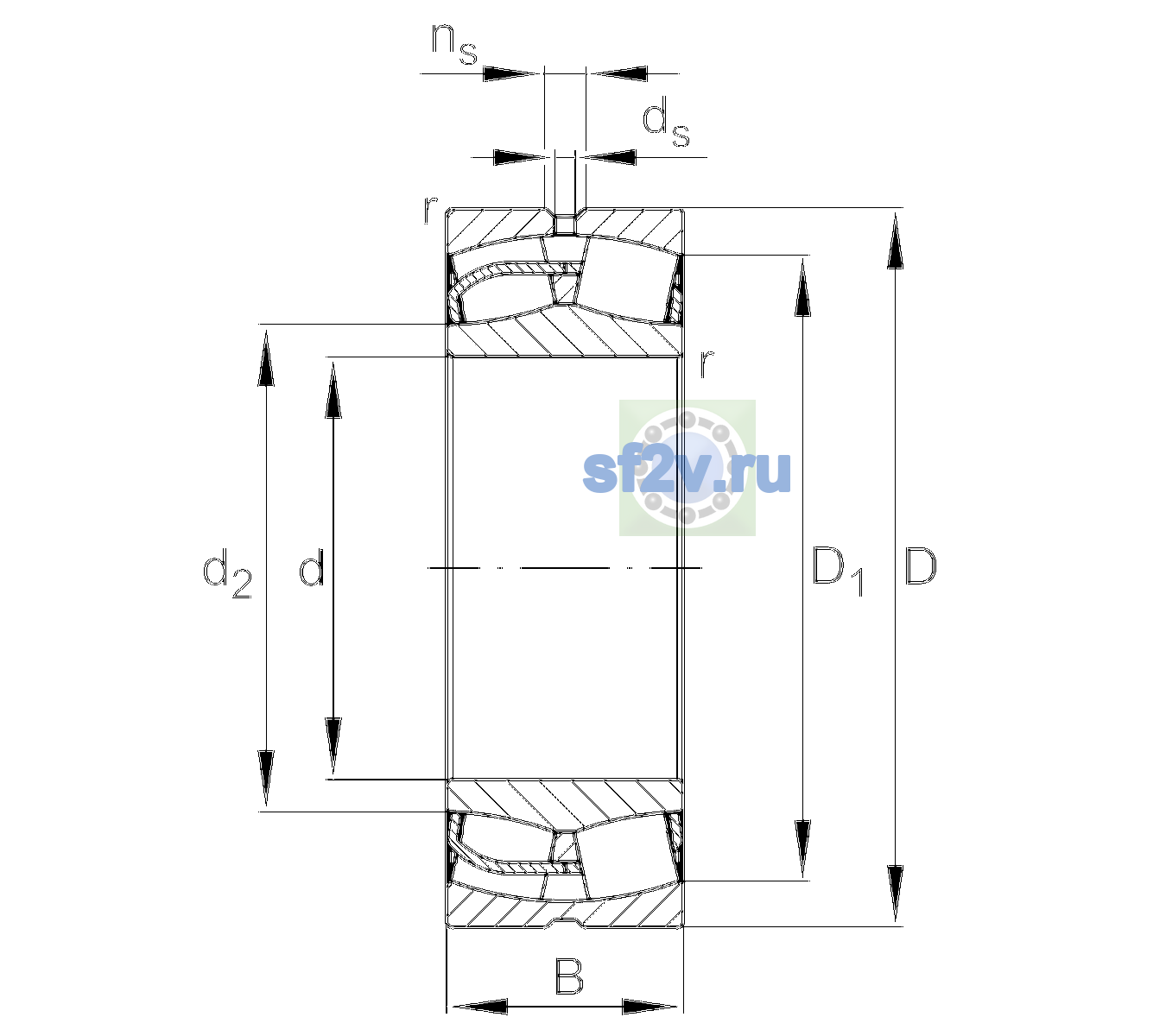 Схема подшипника 24032-BE-XL-C3