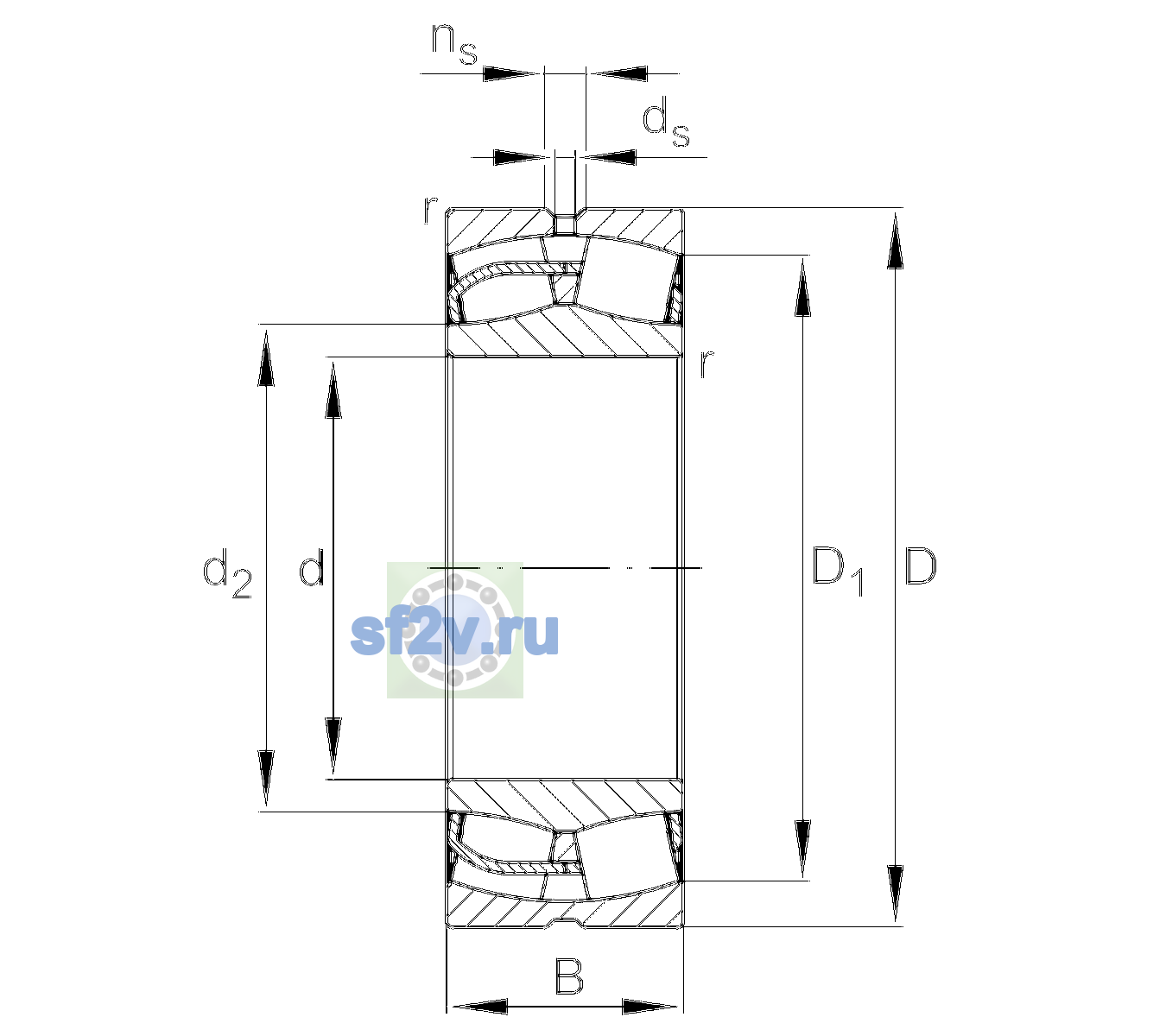 Схема подшипника 24038-BE-XL-C5