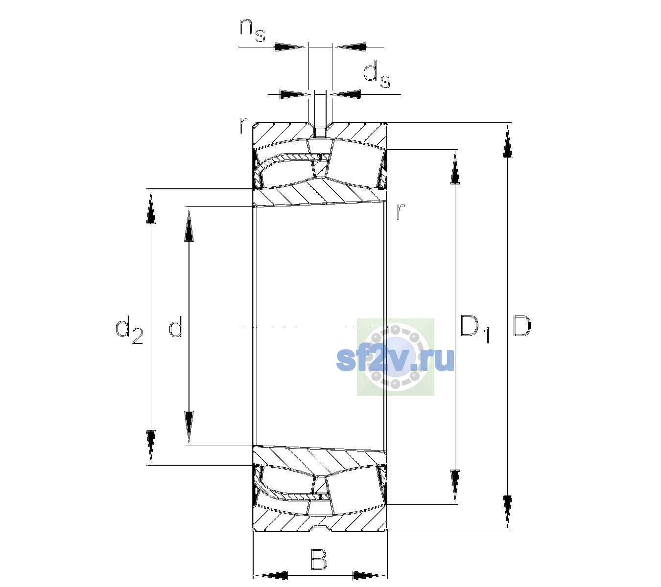 Схема подшипника 24060-BE-XL-K30-C3