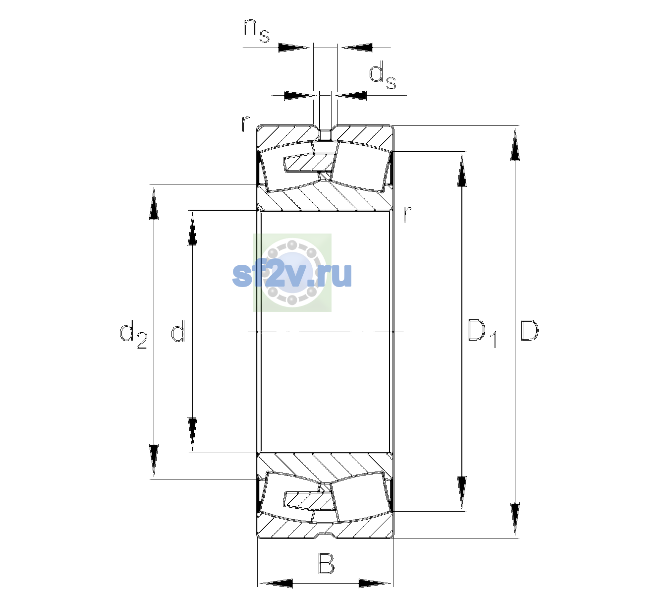 Схема подшипника 240/600-BEA-XL-MB1-C3