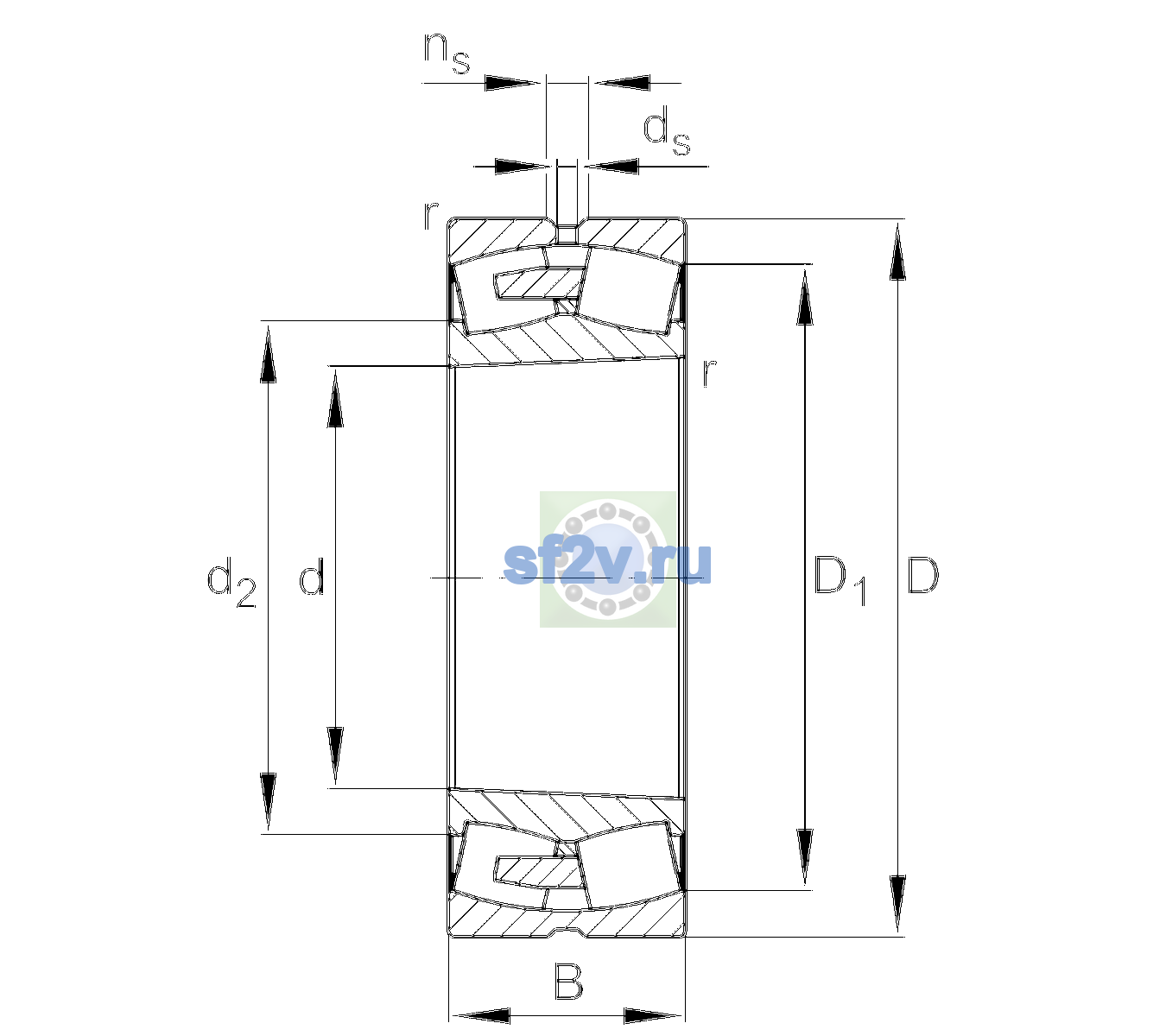 Схема подшипника 240/630-BEA-XL-K30-MB1-C3