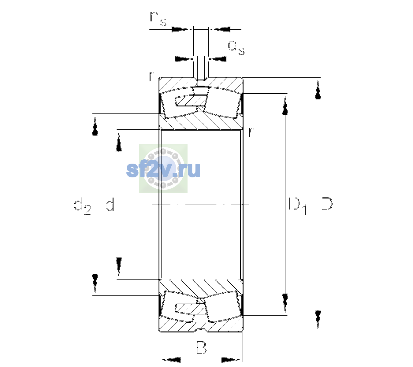 Схема подшипника 24076-BEA-XL-MB1-C3