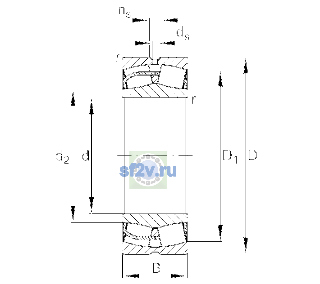 Схема подшипника 24124-BE-XL-H40-C3