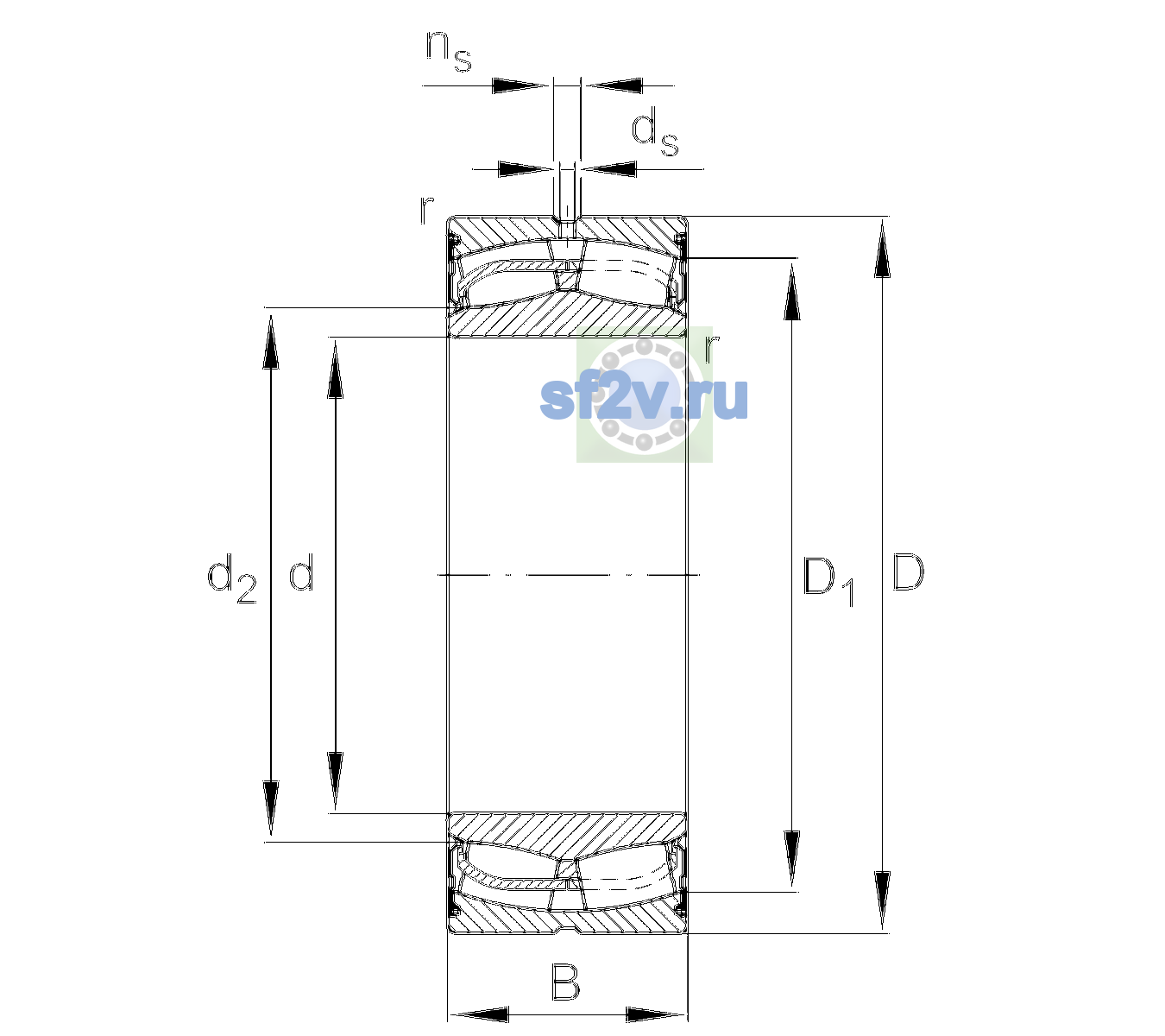 Схема подшипника 24126-BE-XL-2VSR-H40-C3