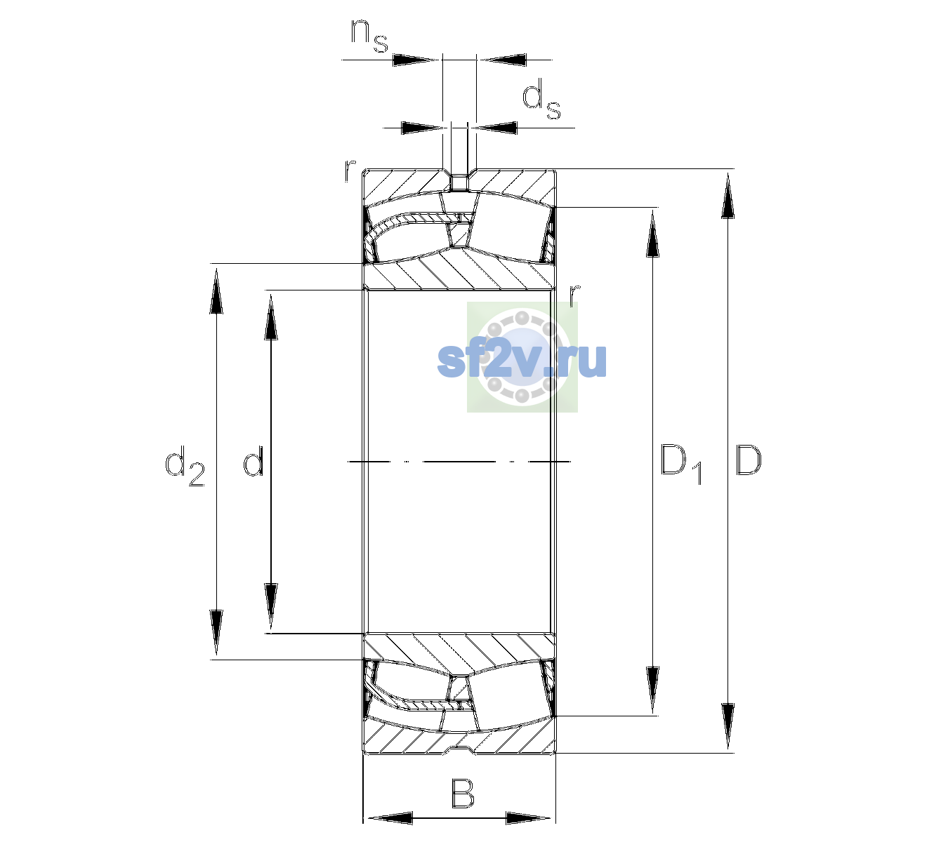Схема подшипника 24132-BE-XL-H40-C3
