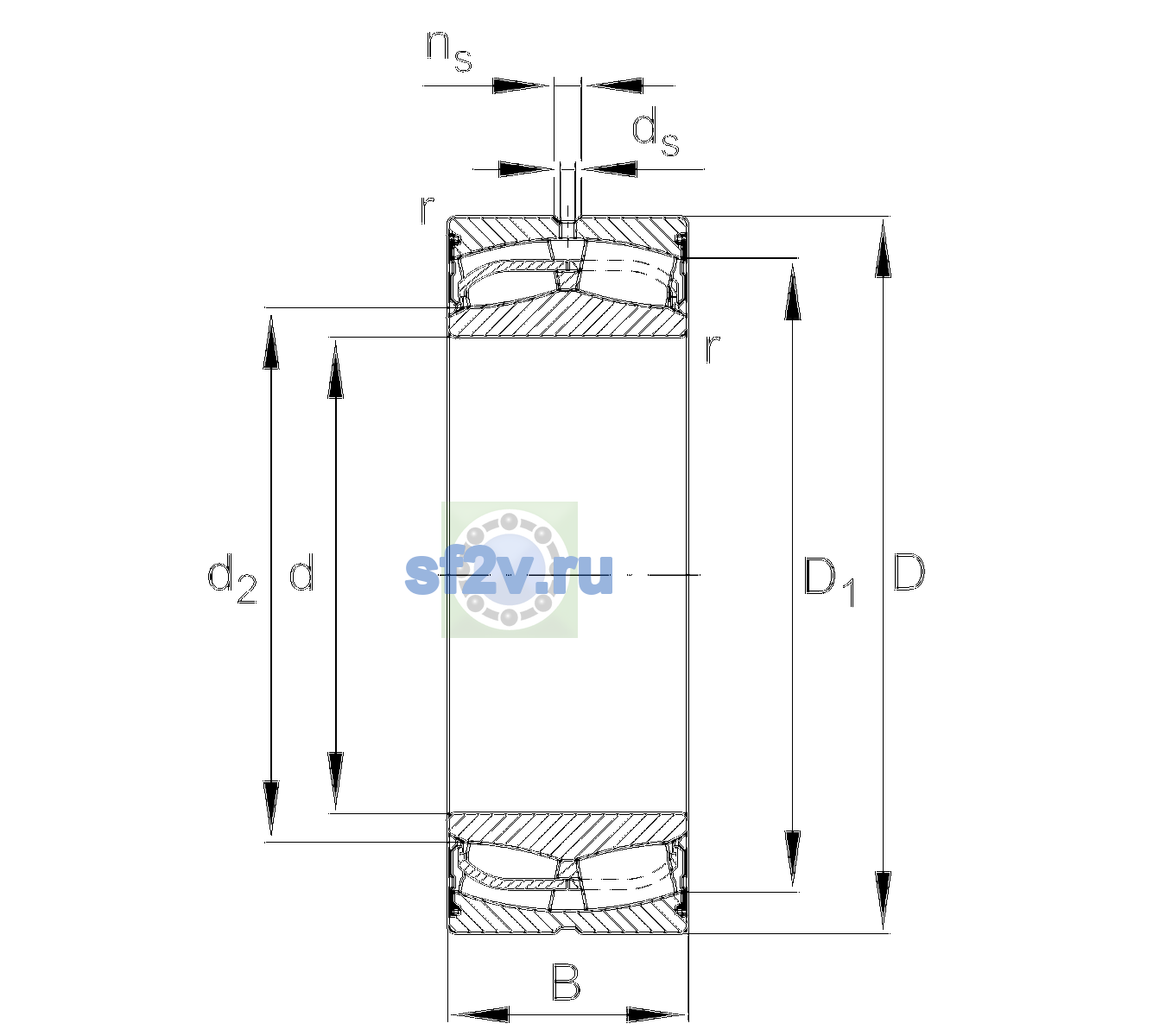 Схема подшипника 24134-BE-XL-2VSR-H40-C3