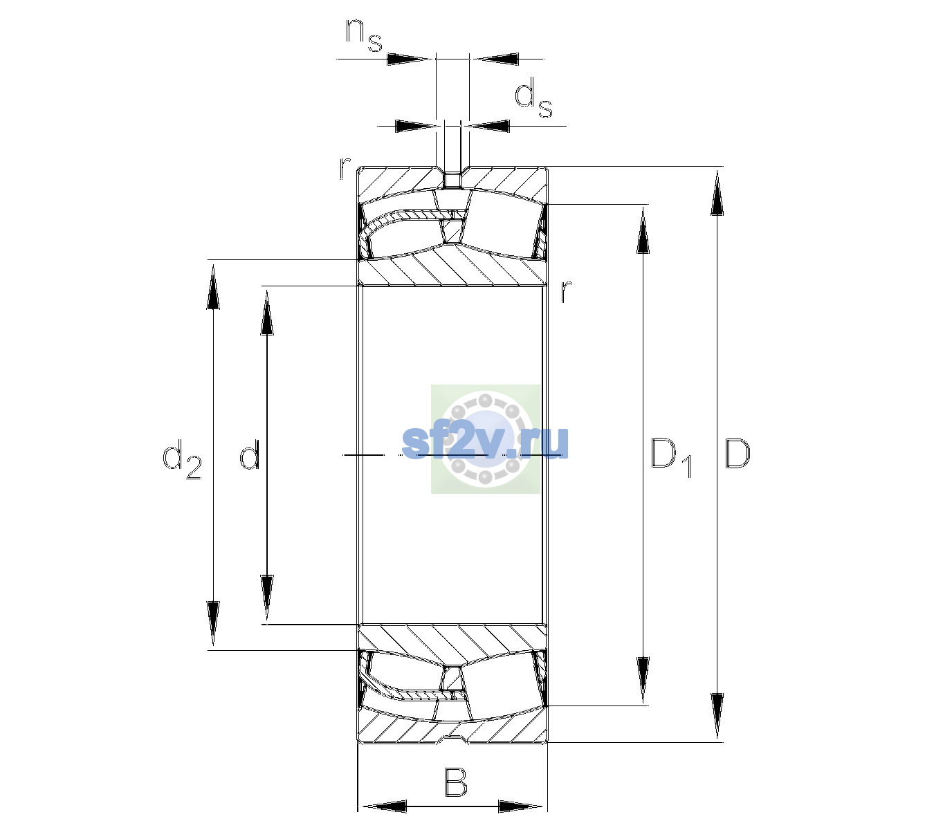 Схема подшипника 24134-BE-XL-H40AB-C4