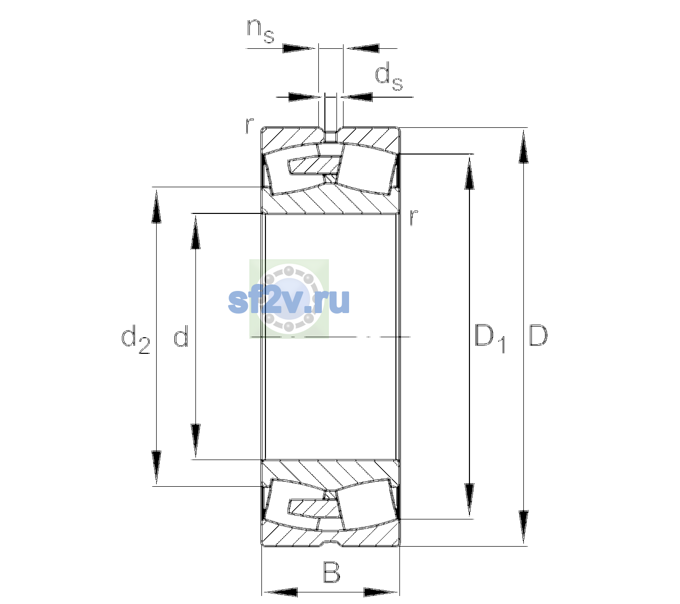 Схема подшипника 241/530-BEA-XL-MB1-C3