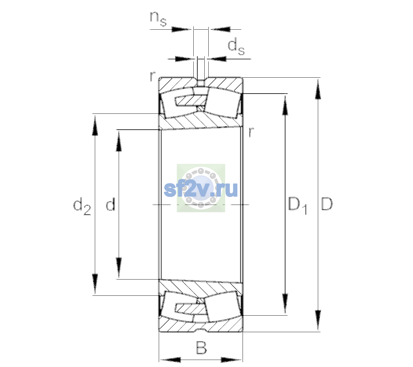 Схема подшипника 241/560-BEA-XL-K30-MB1-C3