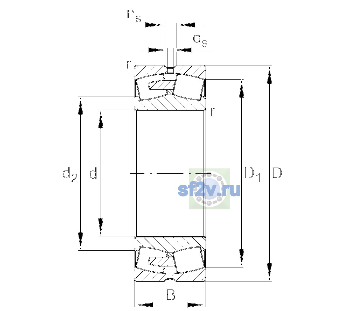 Схема подшипника 241/560-BEA-XL-MB1-C3