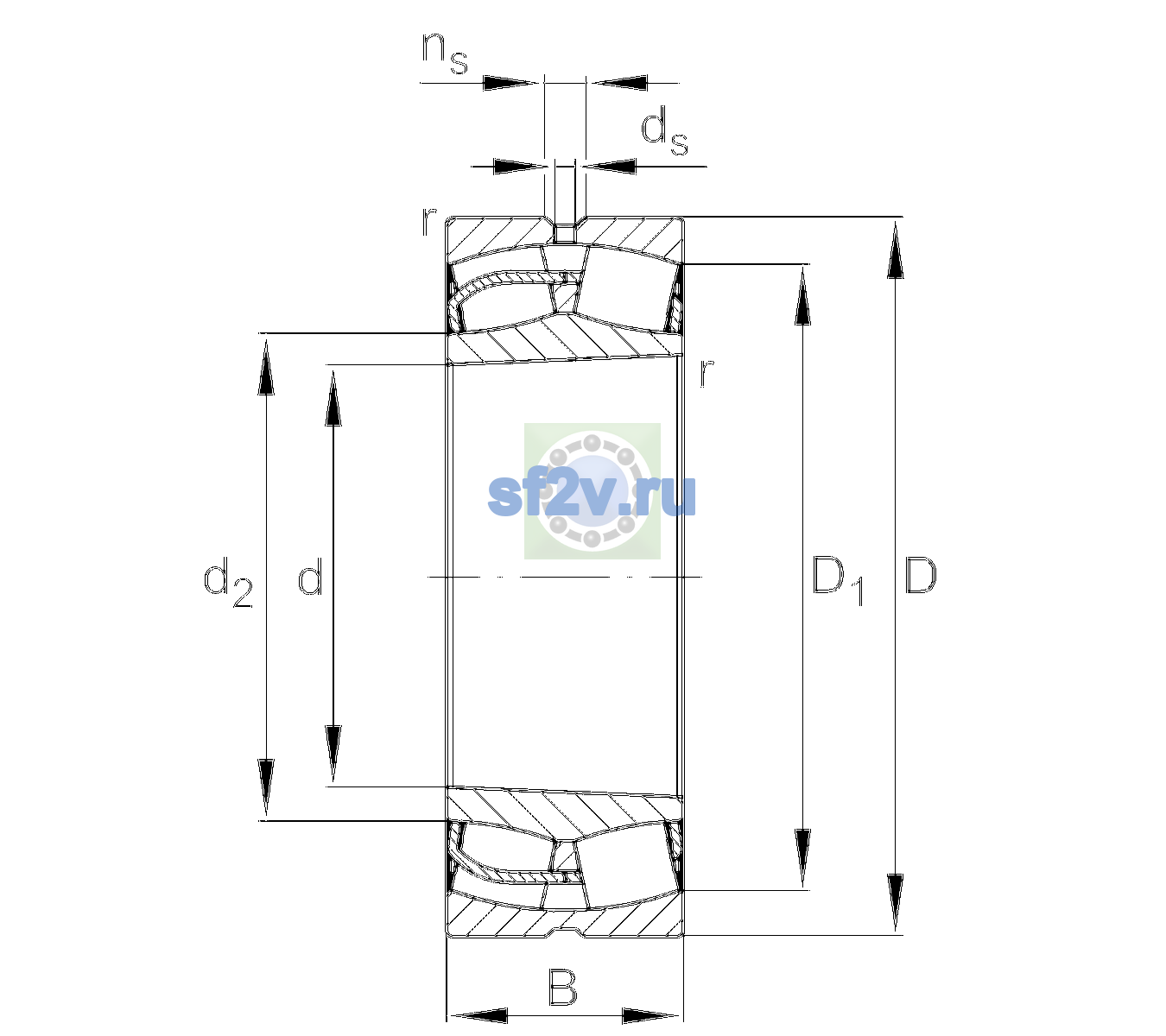 Схема подшипника 24180-BE-XL-K30-C3