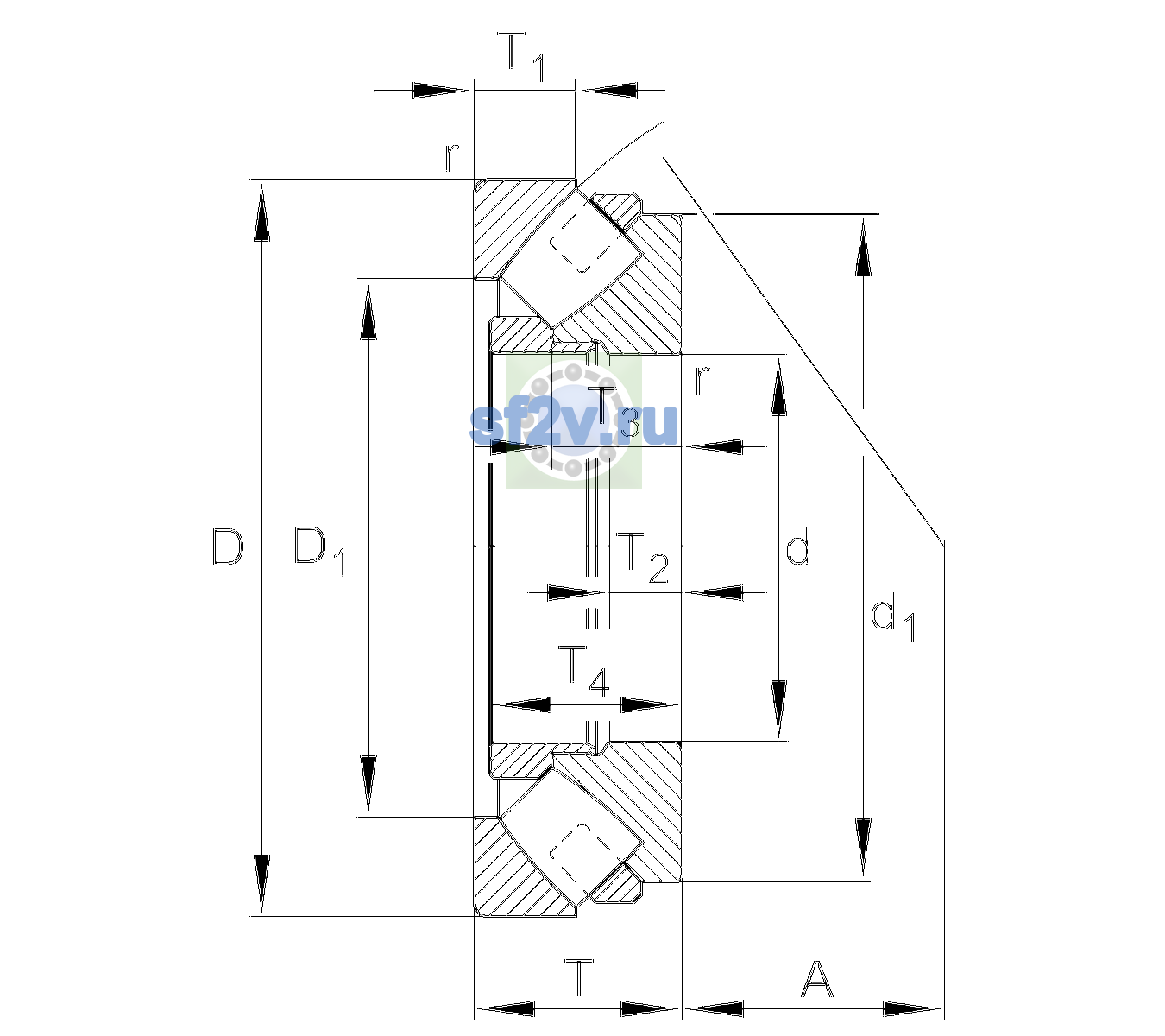 Схема подшипника 292/500-E1-N1-MB