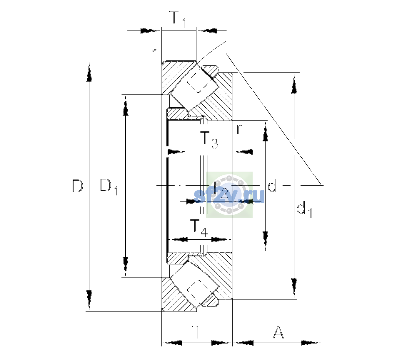 Схема подшипника 292/850-E1-MB
