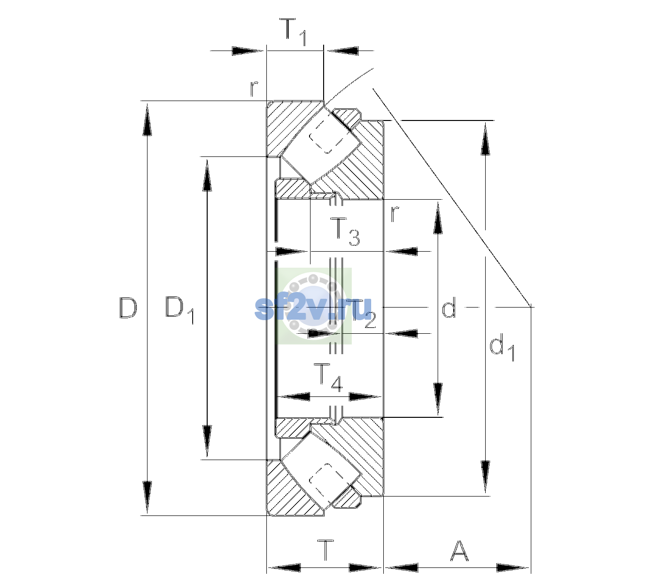 Схема подшипника 293/500-E1-XL-N1-MB