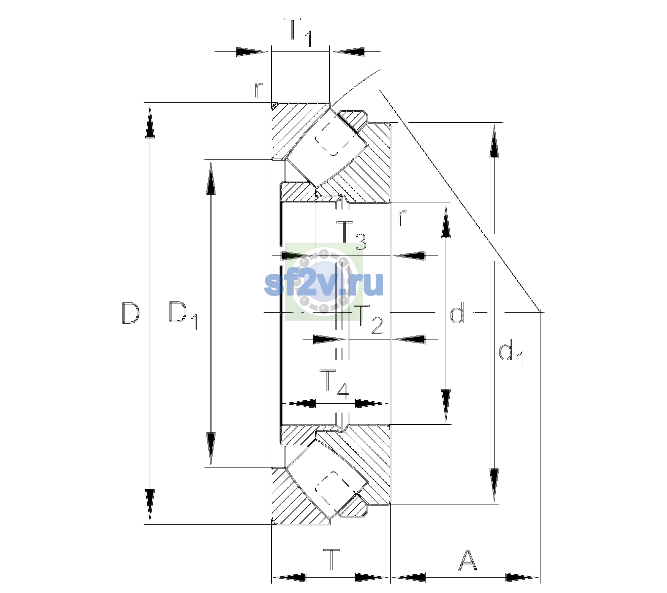 Схема подшипника 293/530-E1-XL-MB