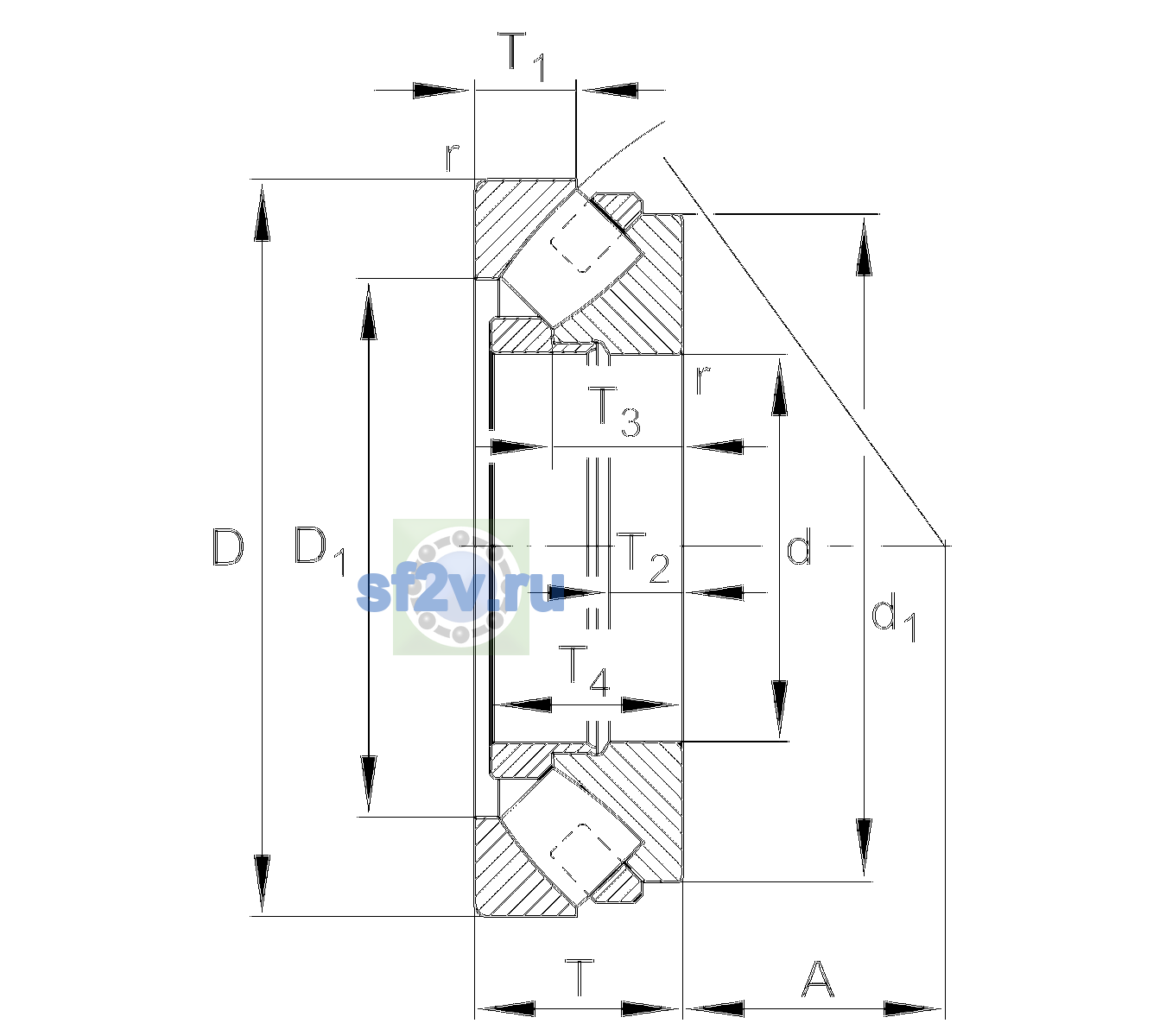 Схема подшипника 293/630-E1-XL-MB