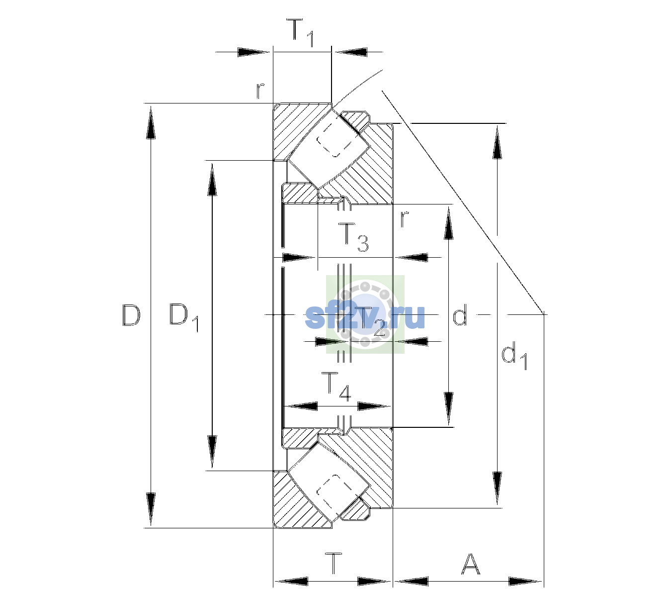 Схема подшипника 293/710-E1-XL-MB