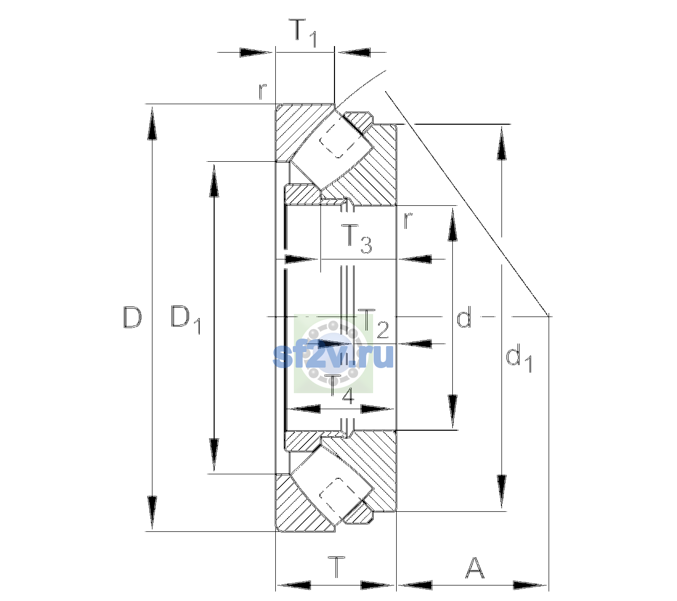 Схема подшипника 293/800-E1-XL-MB