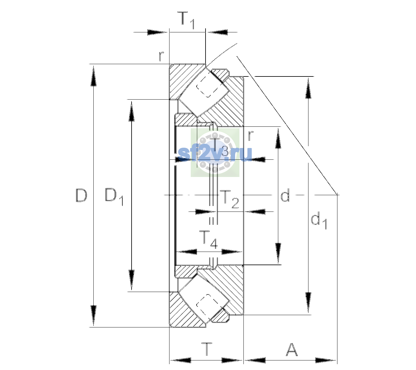 Схема подшипника 293/850-E1-MB