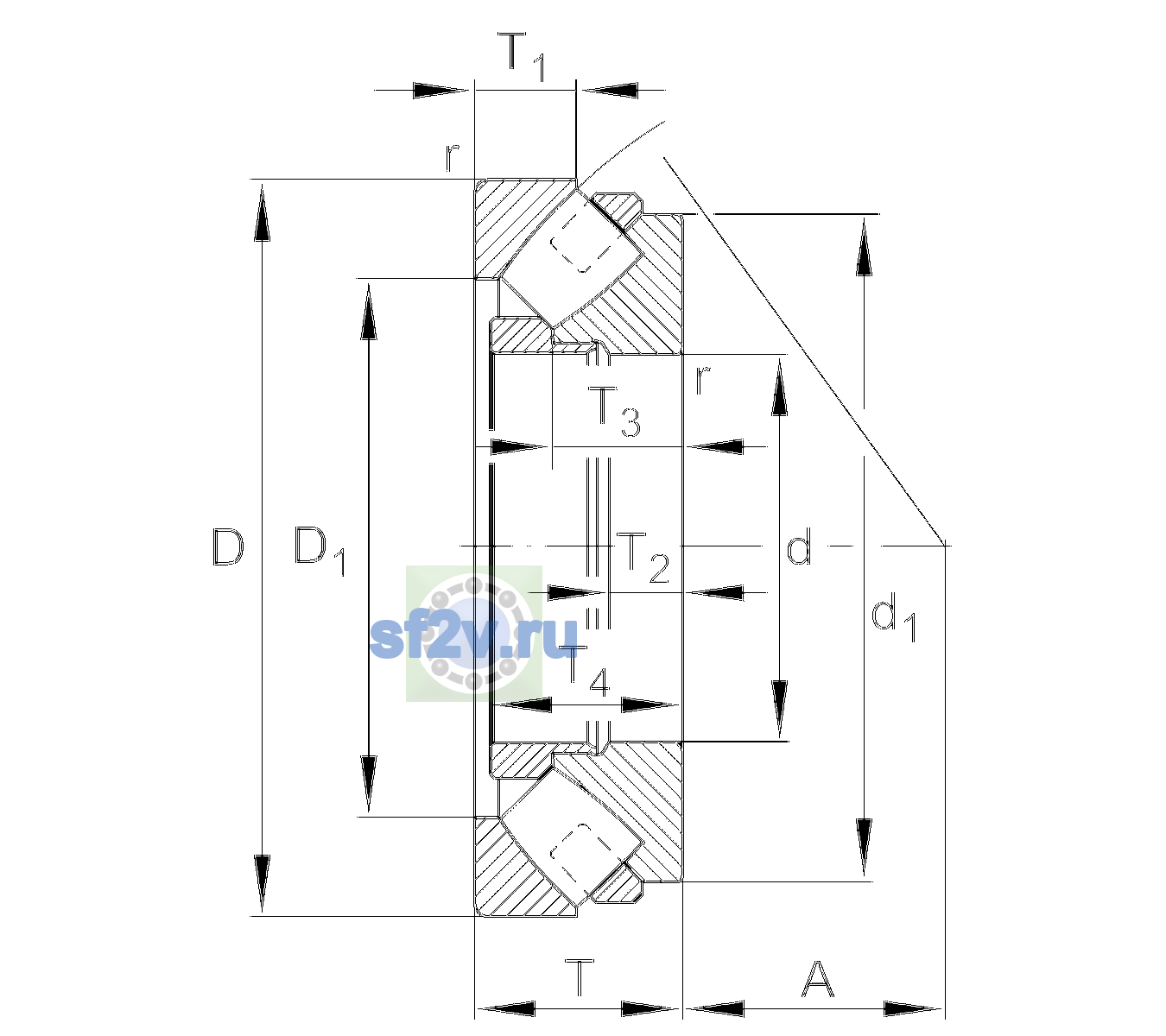 Схема подшипника 294/530-E1-XL-N1-MB