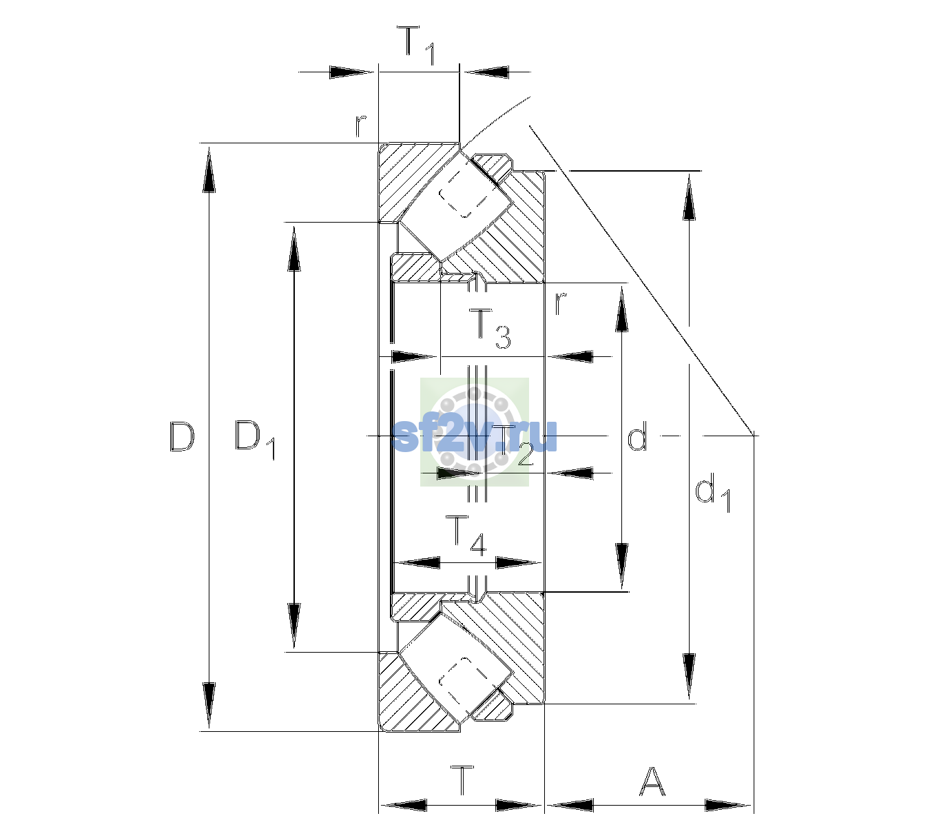 Схема подшипника 294/600-E1-XL-MB